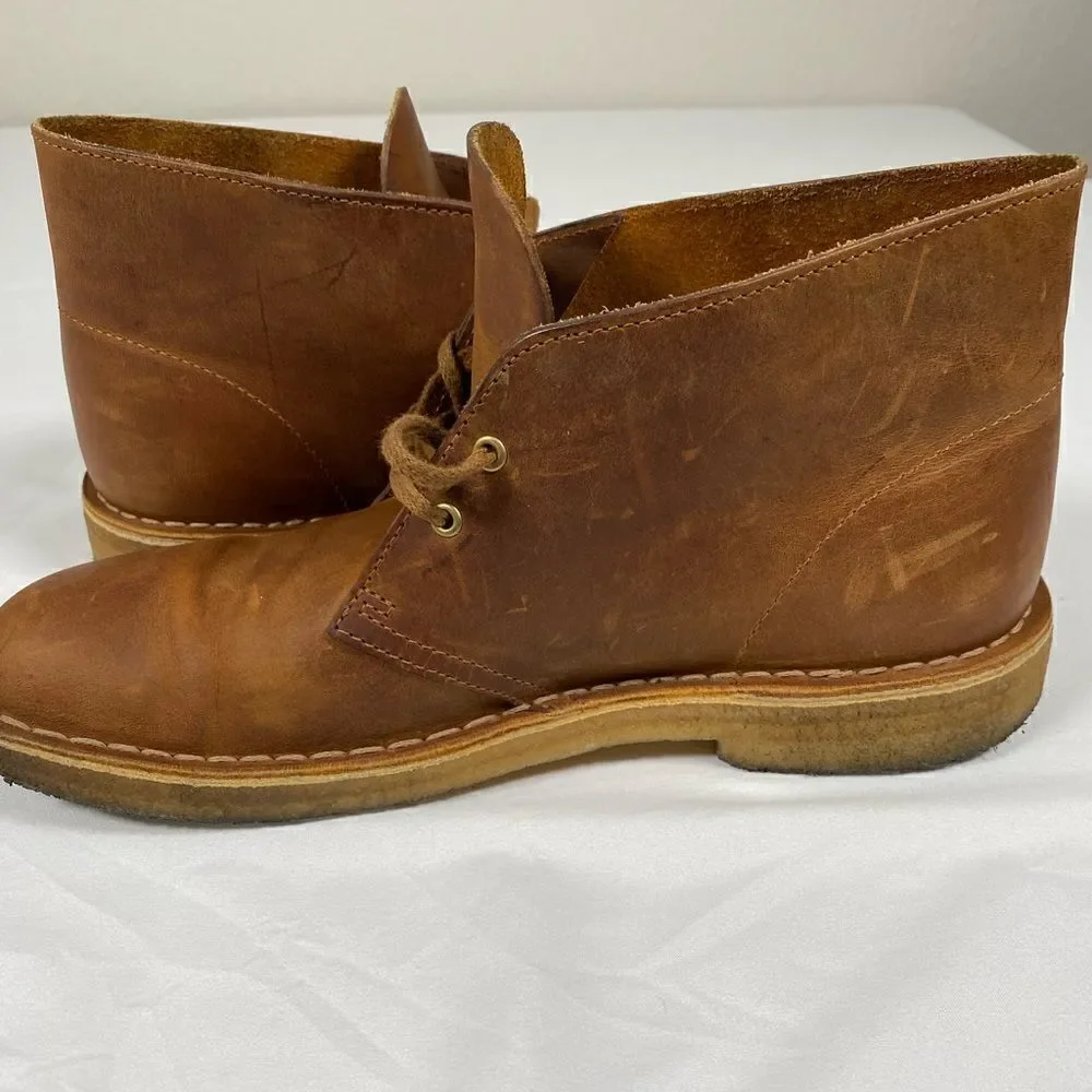 EUC CLARKS Men’s Original Dessert Boot Chukka Brown Leather Crepe Soles - Size 9